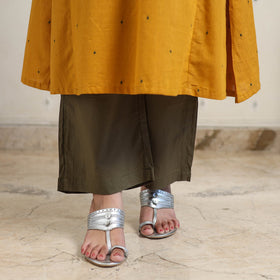 Yellow A-Line Cotton Jacquard Kurta