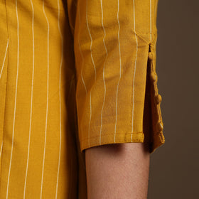 Yellow A-Line Cotton Jacquard Kurta