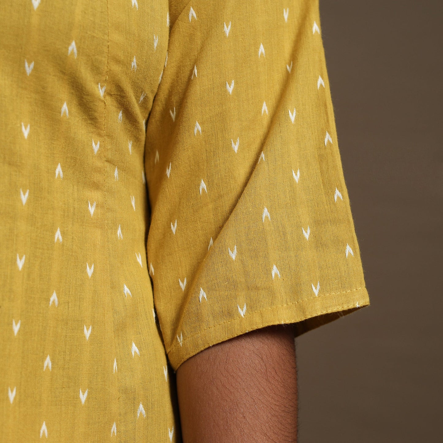 Yellow - a-line cotton jacquard kurta 19 - handcrafted