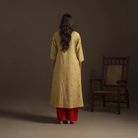 A-line cotton jacquard kurta for women 02 - handcrafted