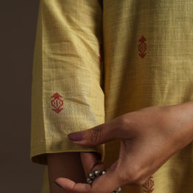 A-line cotton jacquard kurta for women 02 - handcrafted