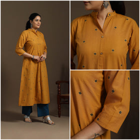 A-line cotton jacquard kurta for women 07 - handcrafted