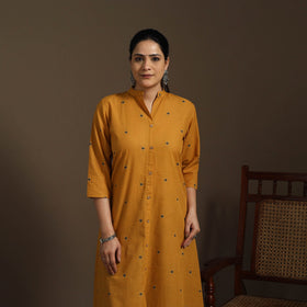 A-line cotton jacquard kurta for women 07 - handcrafted