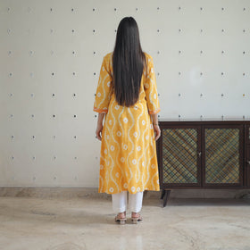 Yellow - a-line tie & dye cotton shibori kurta 06