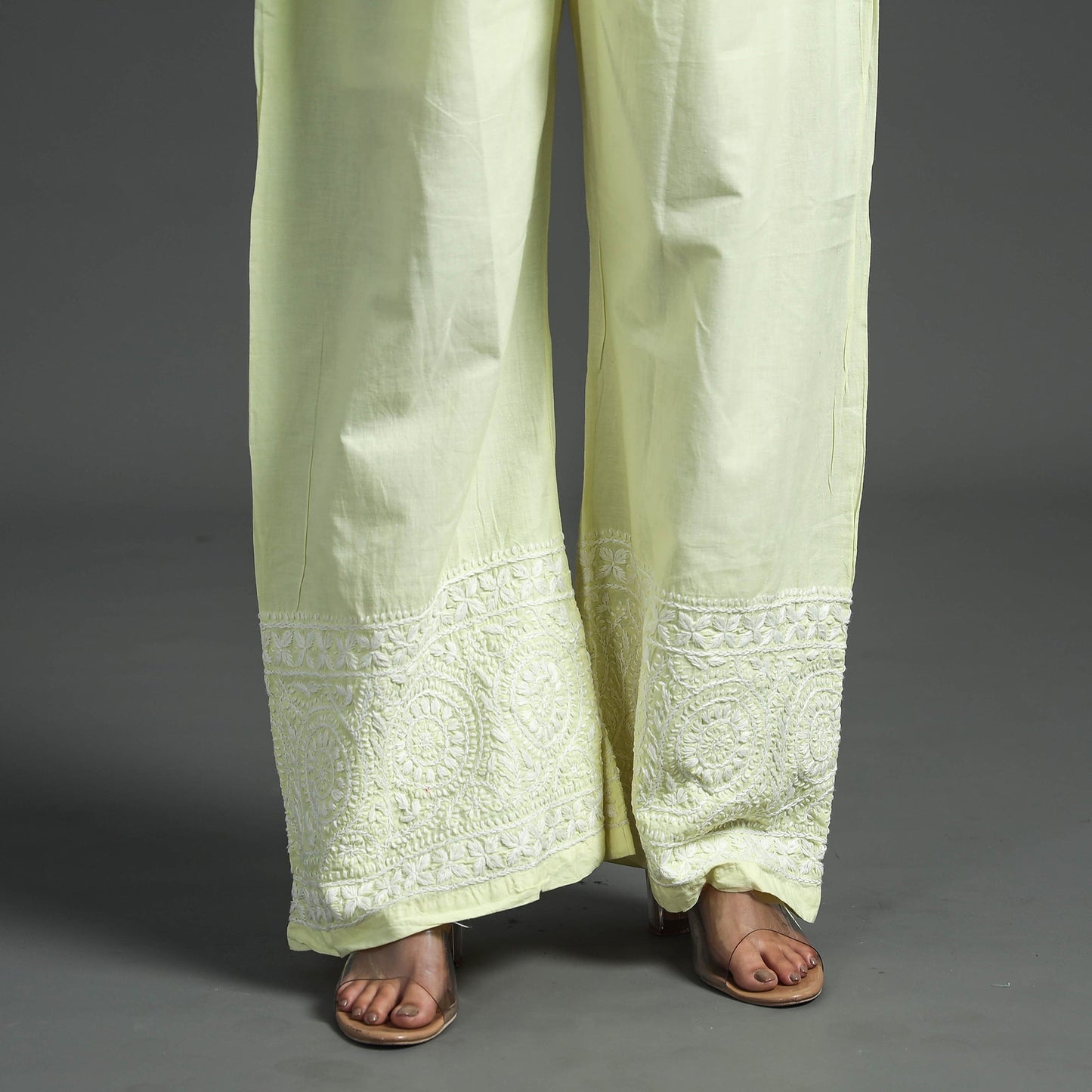 Buy Lucknow Chikankari Hand Embroidery Cotton Palazzo Online at iTokri.com