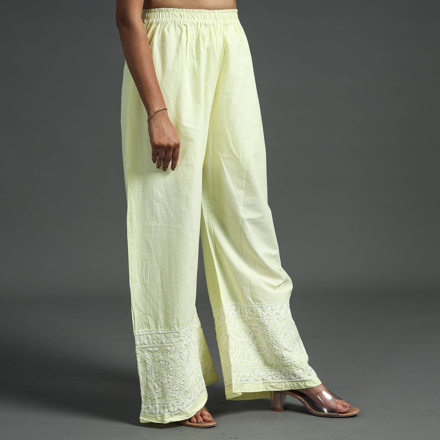 Buy Lucknow Chikankari Hand Embroidery Cotton Palazzo Online at iTokri.com