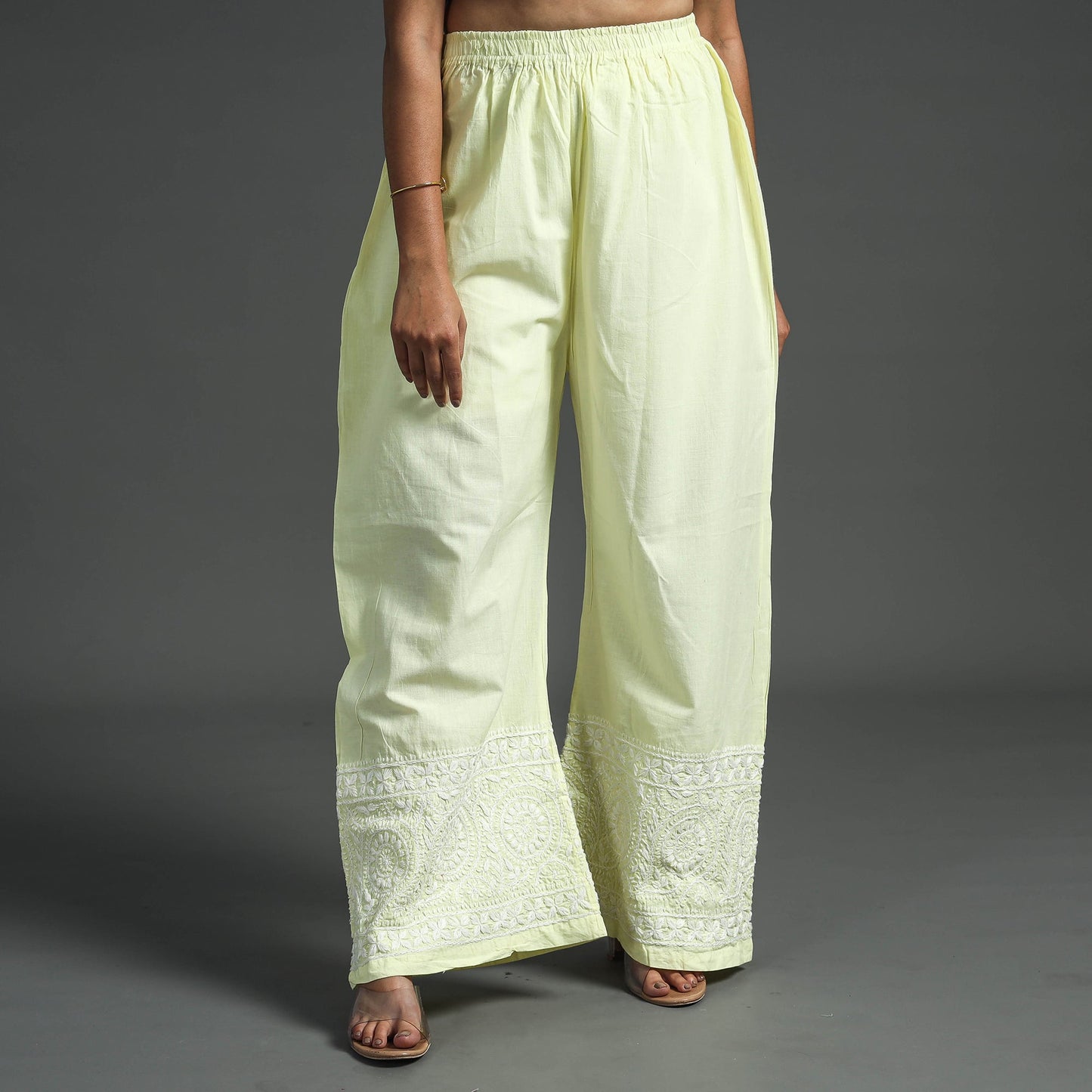 Buy Lucknow Chikankari Hand Embroidery Cotton Palazzo Online at iTokri.com