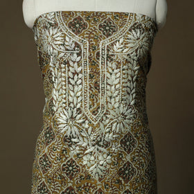 Lucknowi chikankari hand work bagru block print unstitched