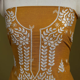 Black - lucknowi chikankari work jacquard unstitched kurta