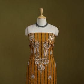 Black - lucknowi chikankari work jacquard unstitched kurta