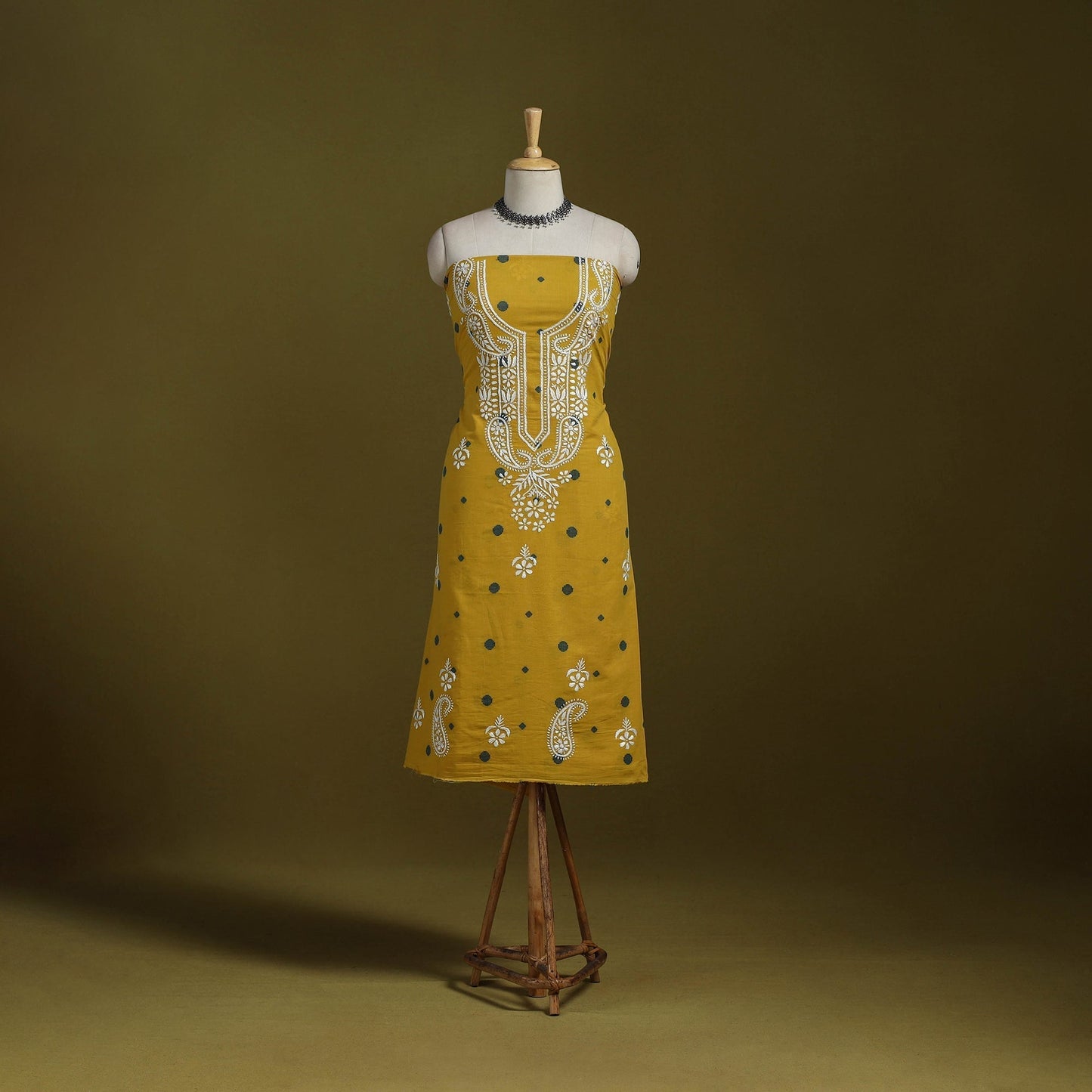 Lucknowi chikankari work jacquard unstitched kurta material