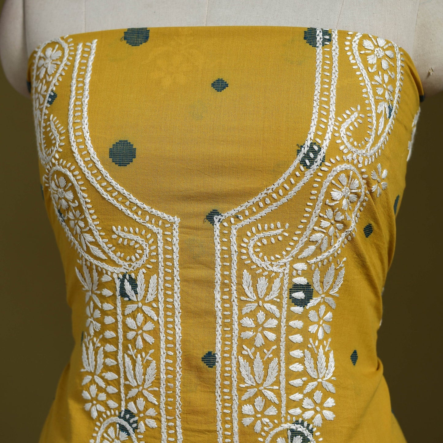 Lucknowi chikankari work jacquard unstitched kurta material