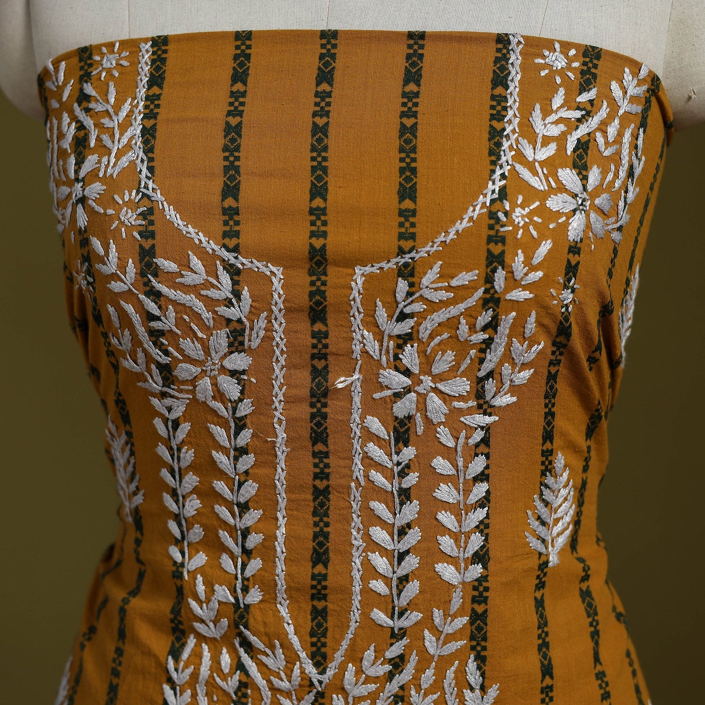 Black - lucknowi chikankari work jacquard unstitched kurta