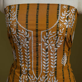 Black - lucknowi chikankari work jacquard unstitched kurta