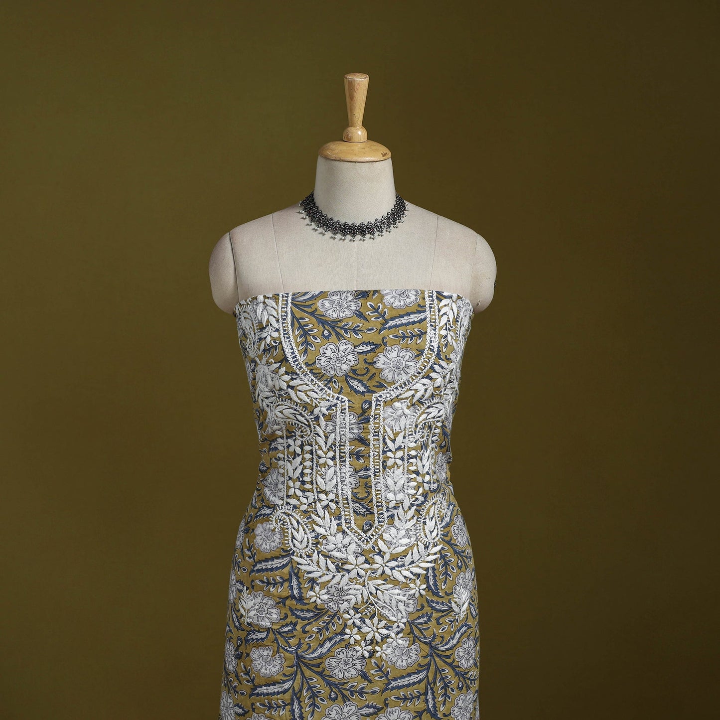 Lucknowi chikankari work sanganeri unstitched kurta