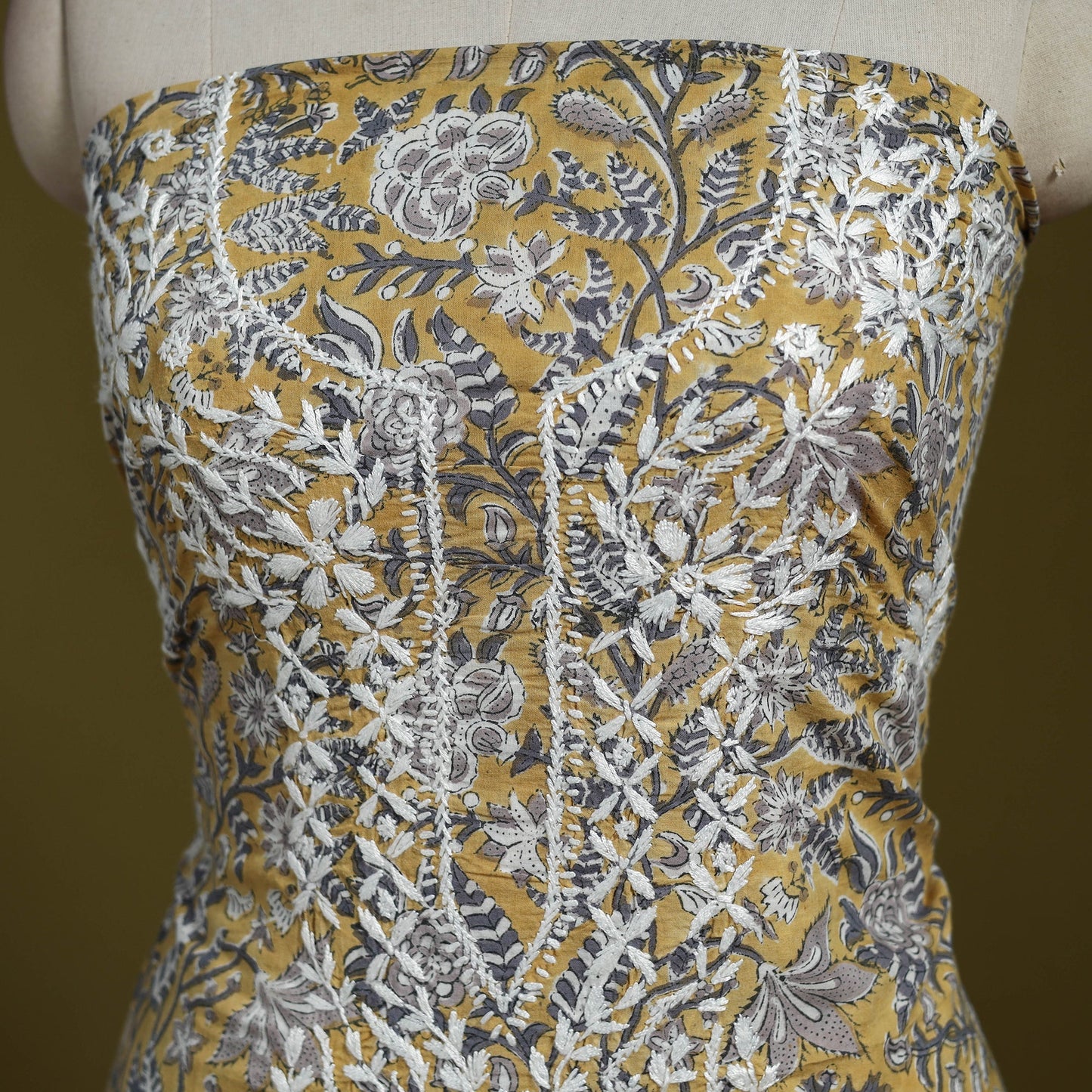 Lucknowi chikankari work sanganeri unstitched kurta