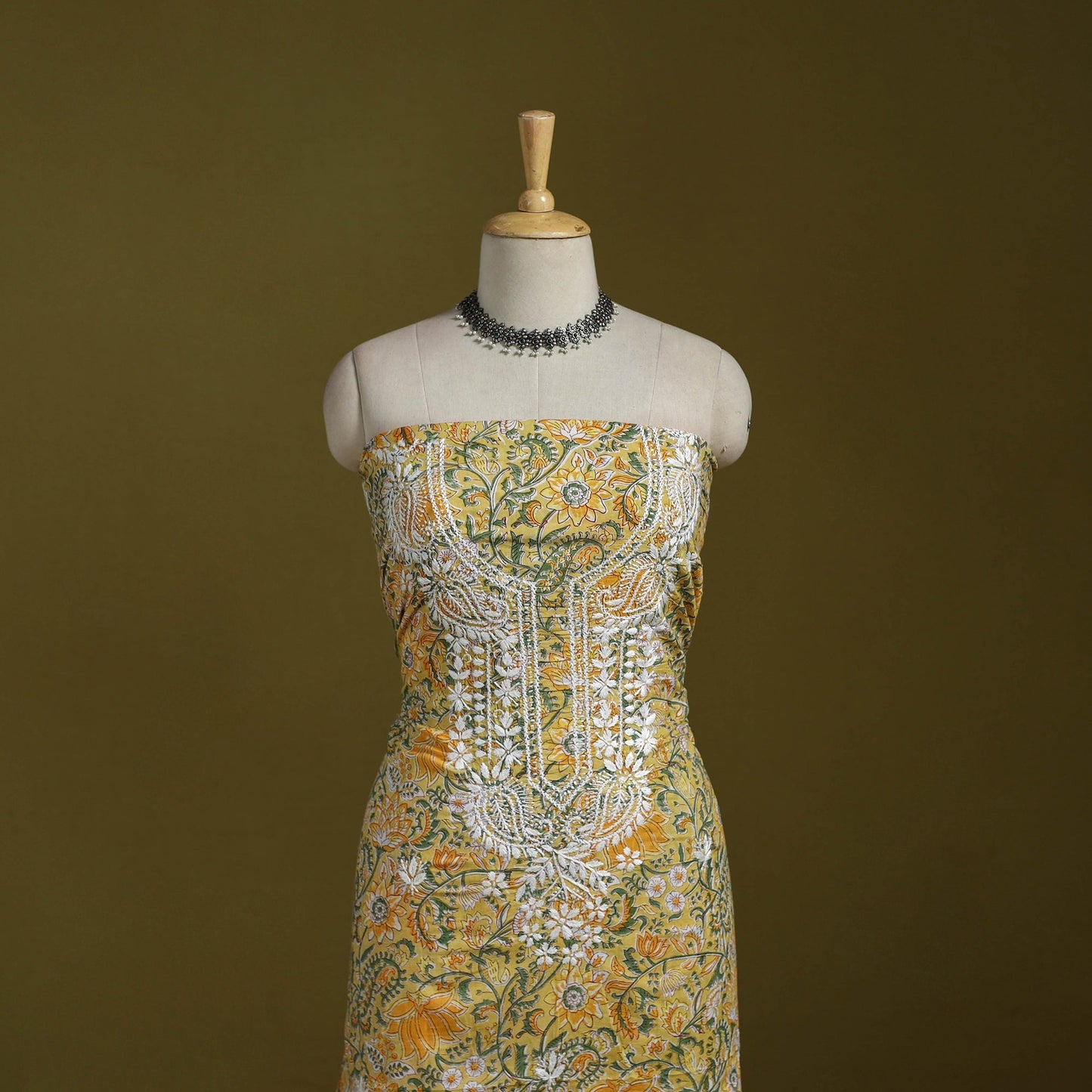 Lucknowi chikankari work sanganeri unstitched kurta