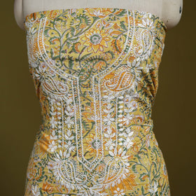 Lucknowi chikankari work sanganeri unstitched kurta