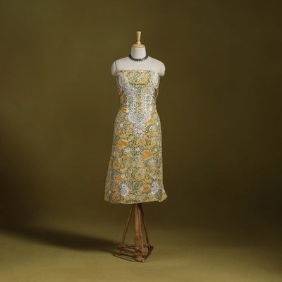 Lucknowi chikankari work sanganeri unstitched kurta