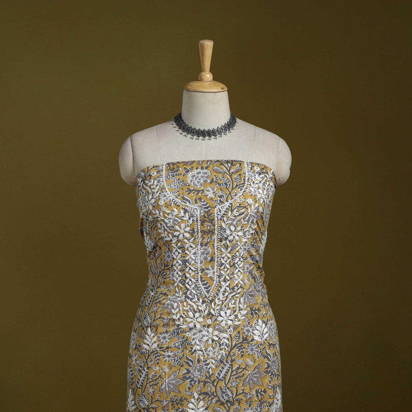 Lucknowi chikankari work sanganeri unstitched kurta