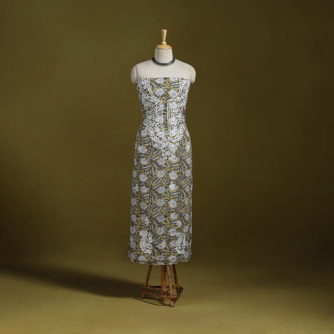 Lucknowi chikankari work sanganeri unstitched kurta