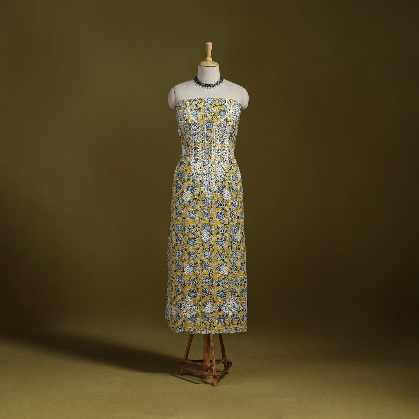 Lucknowi chikankari work sanganeri unstitched kurta