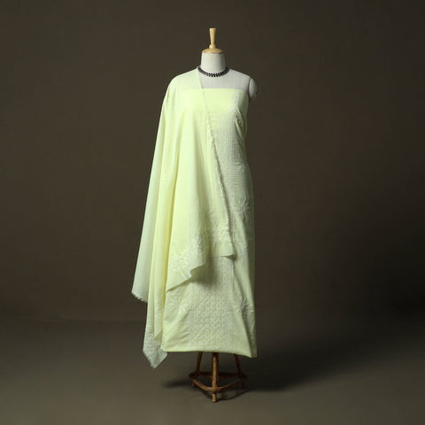 Lucknowi hand embroidered cotton chikankari 3pc unstitched