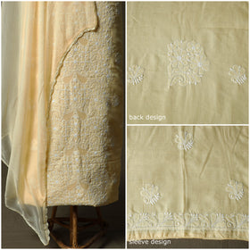 Yellow - lucknowi hand embroidered cotton chikankari 3pc