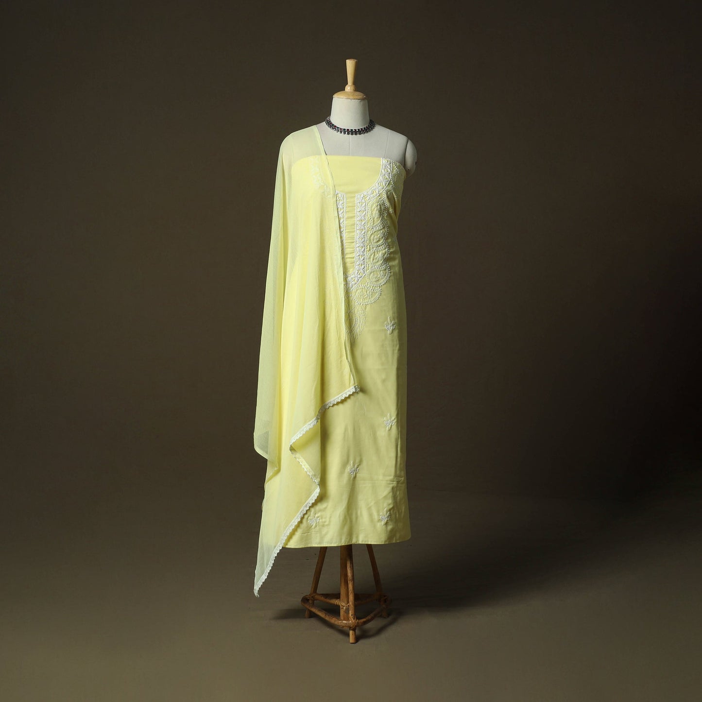 Lucknowi hand embroidered cotton chikankari 3pc unstitched