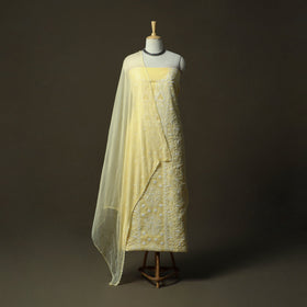 Lucknowi hand embroidered cotton chikankari 3pc unstitched