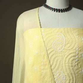 Lucknowi hand embroidered cotton chikankari 3pc unstitched