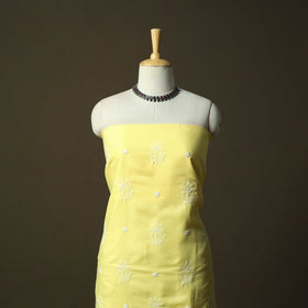 Yellow - lucknowi hand embroidered cotton chikankari 3pc