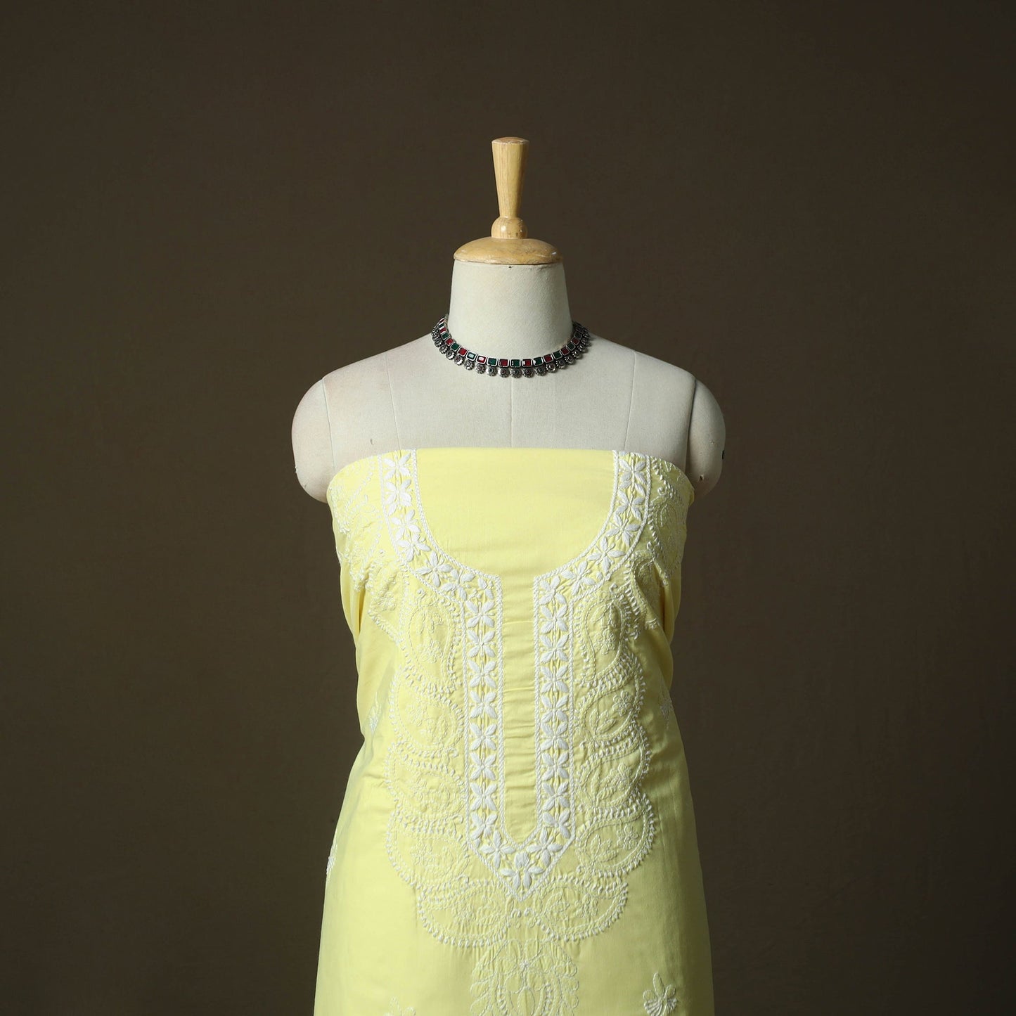 Lucknowi hand embroidered cotton chikankari 3pc unstitched