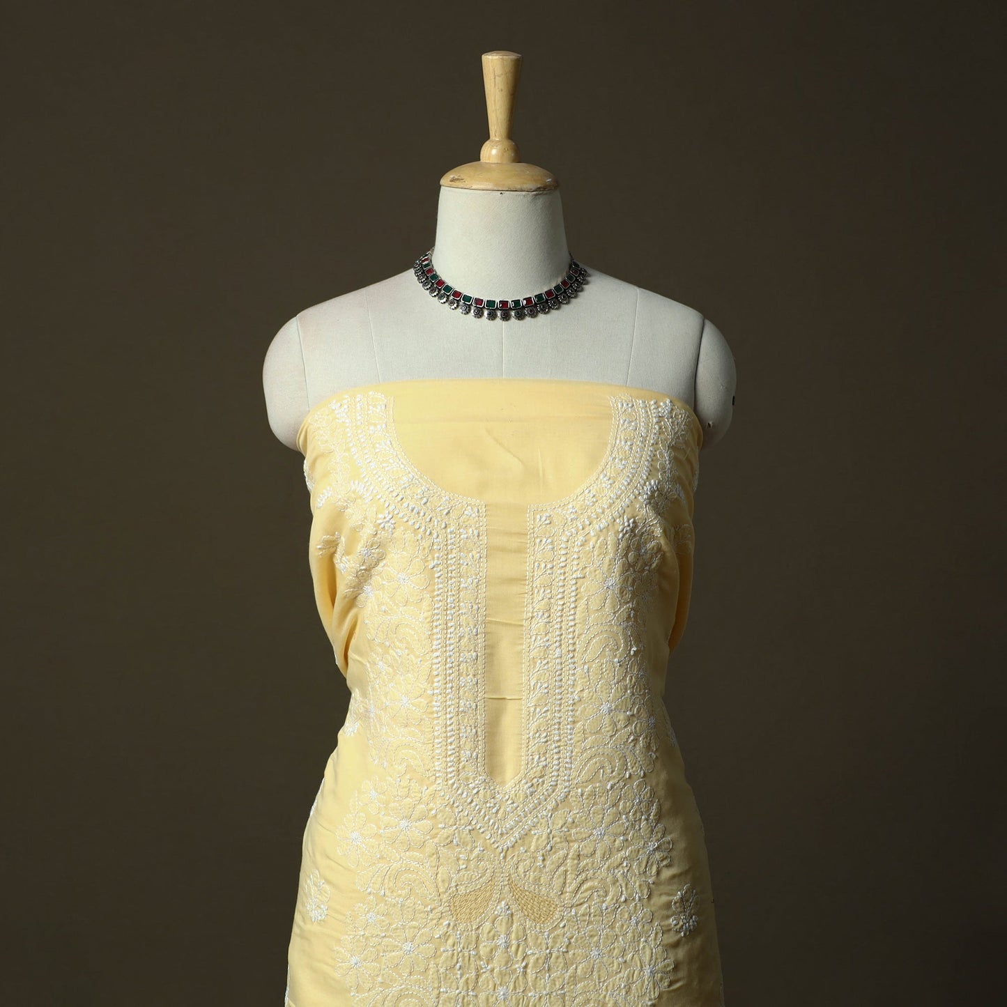 Lucknowi hand embroidered cotton chikankari 3pc unstitched