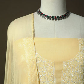 Yellow - lucknowi hand embroidered cotton chikankari 3pc