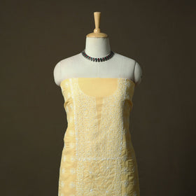 Yellow - lucknowi hand embroidered cotton chikankari 3pc