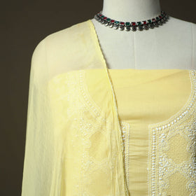 Lucknowi hand embroidered cotton chikankari 3pc unstitched