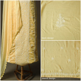 Yellow - lucknowi hand embroidered cotton chikankari 3pc