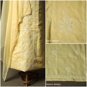 Yellow - lucknowi hand embroidered cotton chikankari 3pc