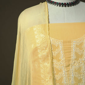 Yellow - lucknowi hand embroidered cotton chikankari 3pc
