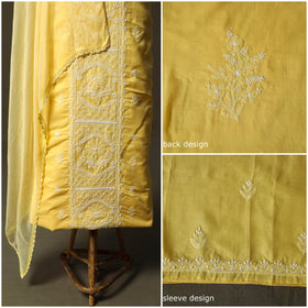 Yellow - lucknowi hand embroidered cotton chikankari 3pc