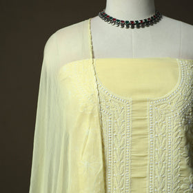 Lucknowi hand embroidered cotton chikankari 3pc unstitched