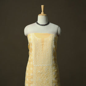 Yellow - lucknowi hand embroidered cotton chikankari 3pc