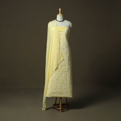 Lucknowi hand embroidered cotton chikankari 3pc unstitched