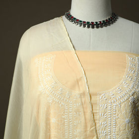 Yellow - lucknowi hand embroidered cotton chikankari 3pc