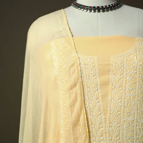 Yellow - lucknowi hand embroidered cotton chikankari 3pc