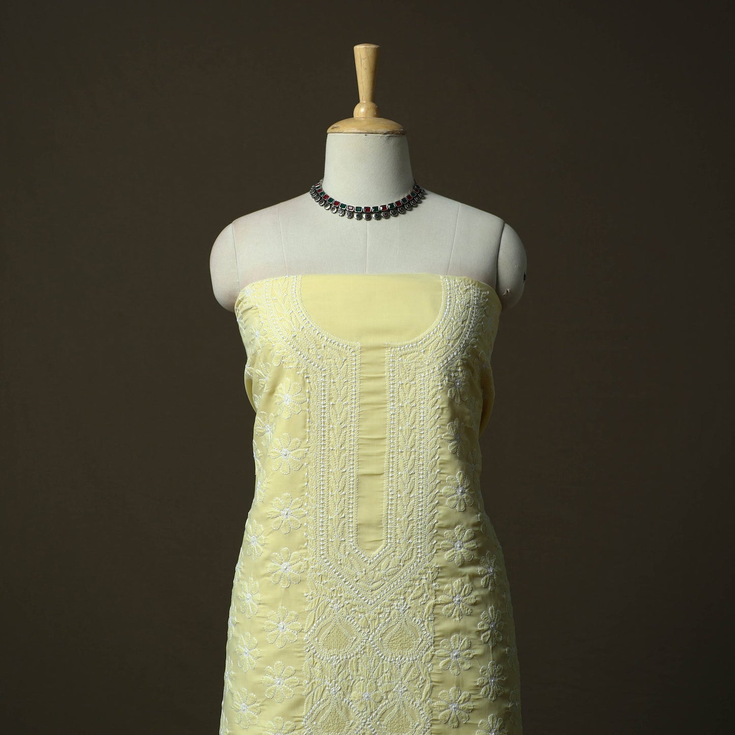 Lucknowi hand embroidered cotton chikankari 3pc unstitched