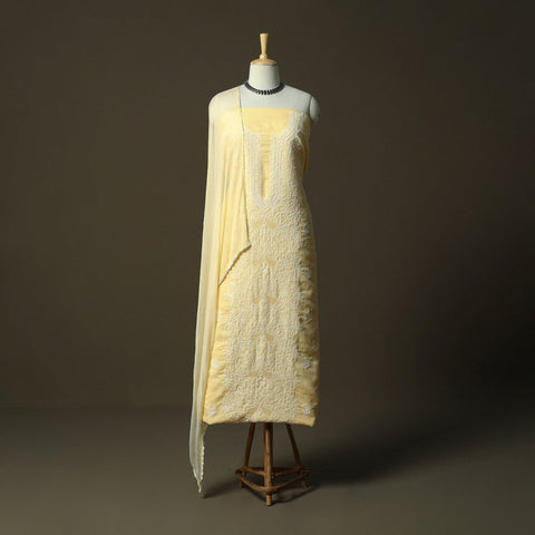 Lucknowi hand embroidered cotton chikankari 3pc unstitched