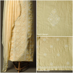 Yellow - lucknowi hand embroidered cotton chikankari 3pc