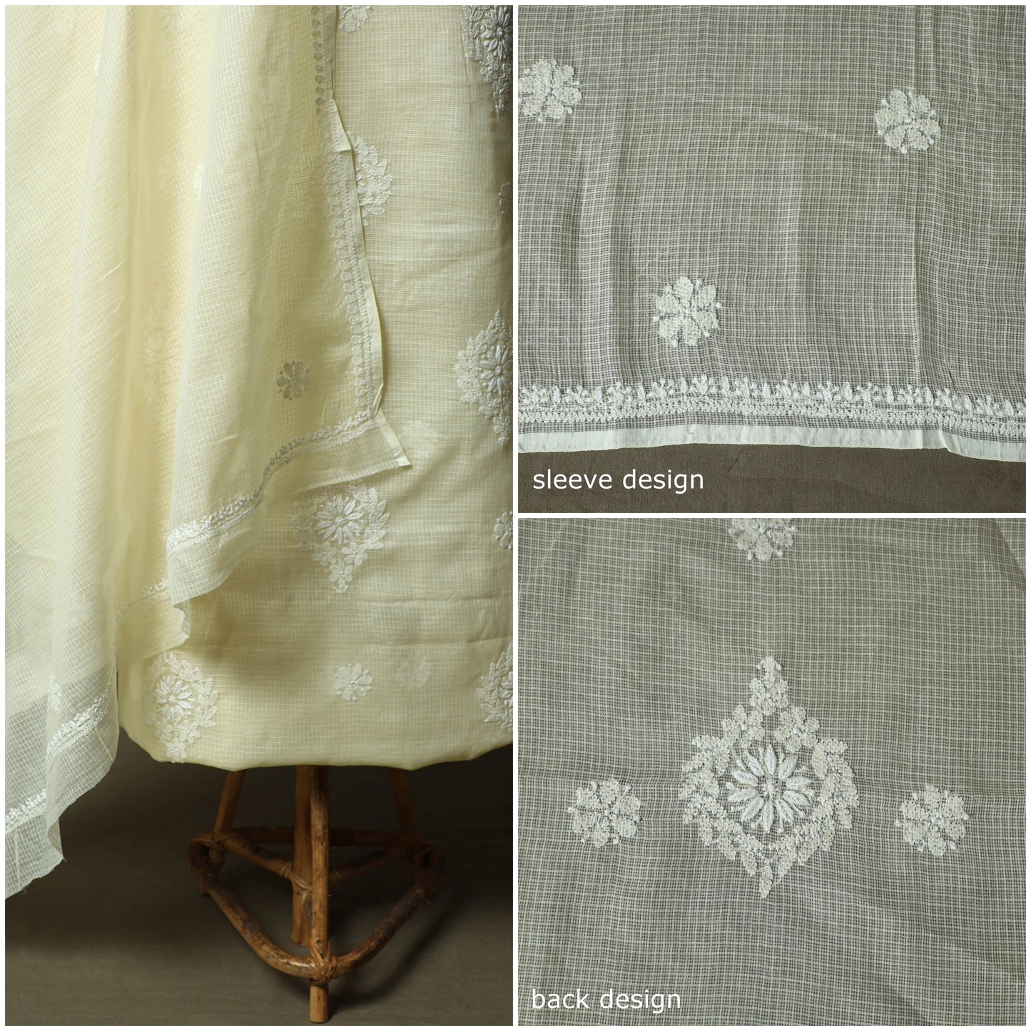 Lucknowi hand embroidered kota doria cotton chikankari 2pc